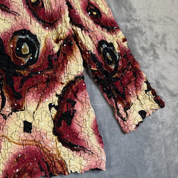 Joseph Ribkoff Jacket Size 6 Texture Full Zip Artsy Blazer Stretch Ruched Sequin - Picture 3 of 12